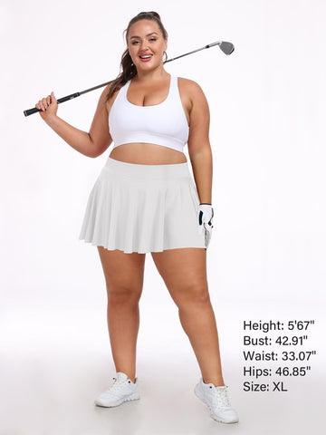 Plus Size Athletic Tennis Skirt - White-Moon Wood