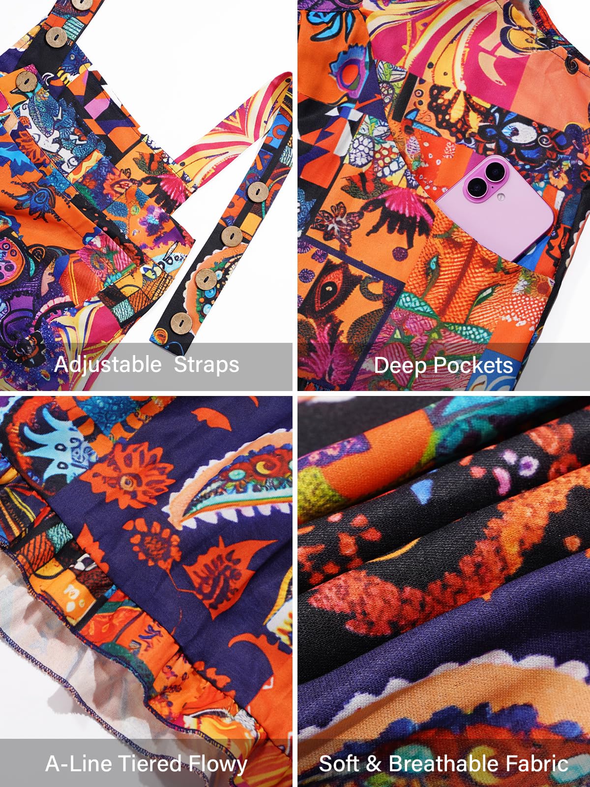 orange bib dress Plus Size Women's Mixed Print Short Lounger by Only Necessities in Electric Orange Bloom (Size 4X)