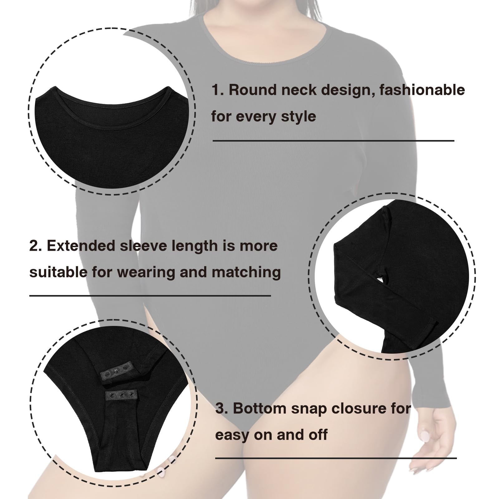 Moon Wood Plus Size Bodysuit for Women, Crew Neck Sleeveless Slick Body  Suits Tank Tops Seamless Bodysuits