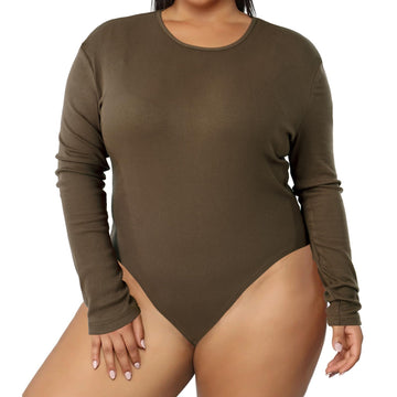 Moon Wood Plus Size Bodysuit for Women Round Neck Sleeveless Smooth Body  Suits Tank Tops Seamless Bodysuits, khaki : : Fashion