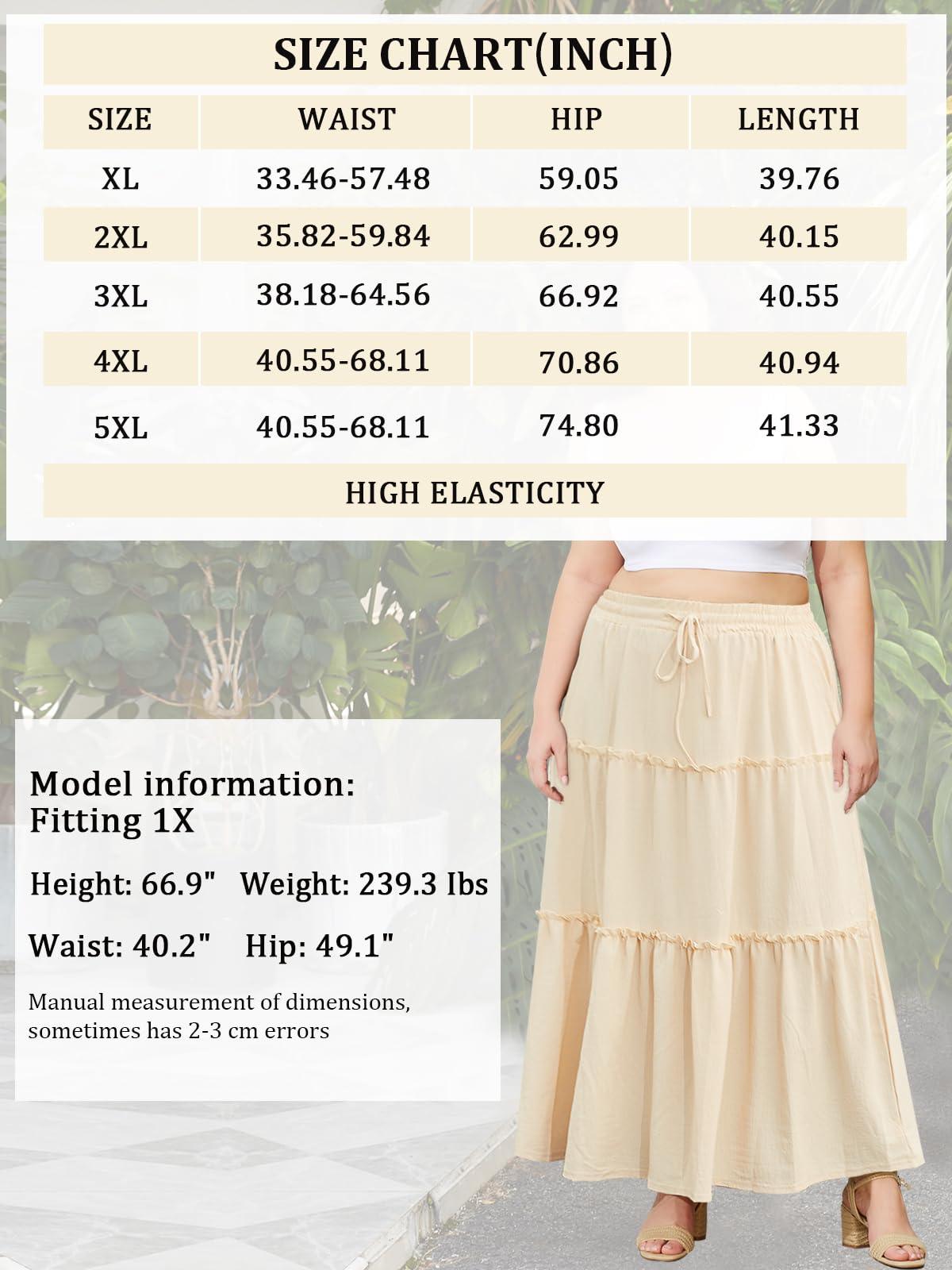 Plus Size Boho Maxi Skirt A Line Flowy - Almond-Moon Wood