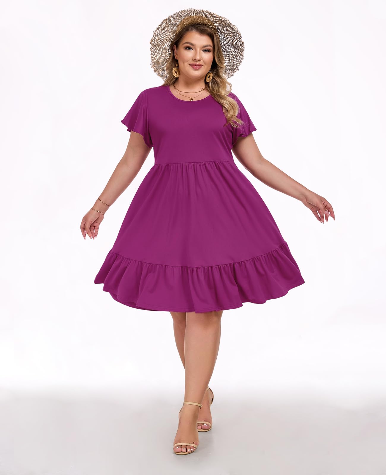 Plus Size Casual Midi Dress with Pockets