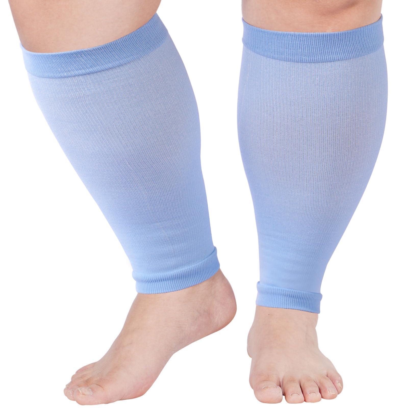 Plus Size Compression Leg Sleeves - Baby Blue-Moon Wood