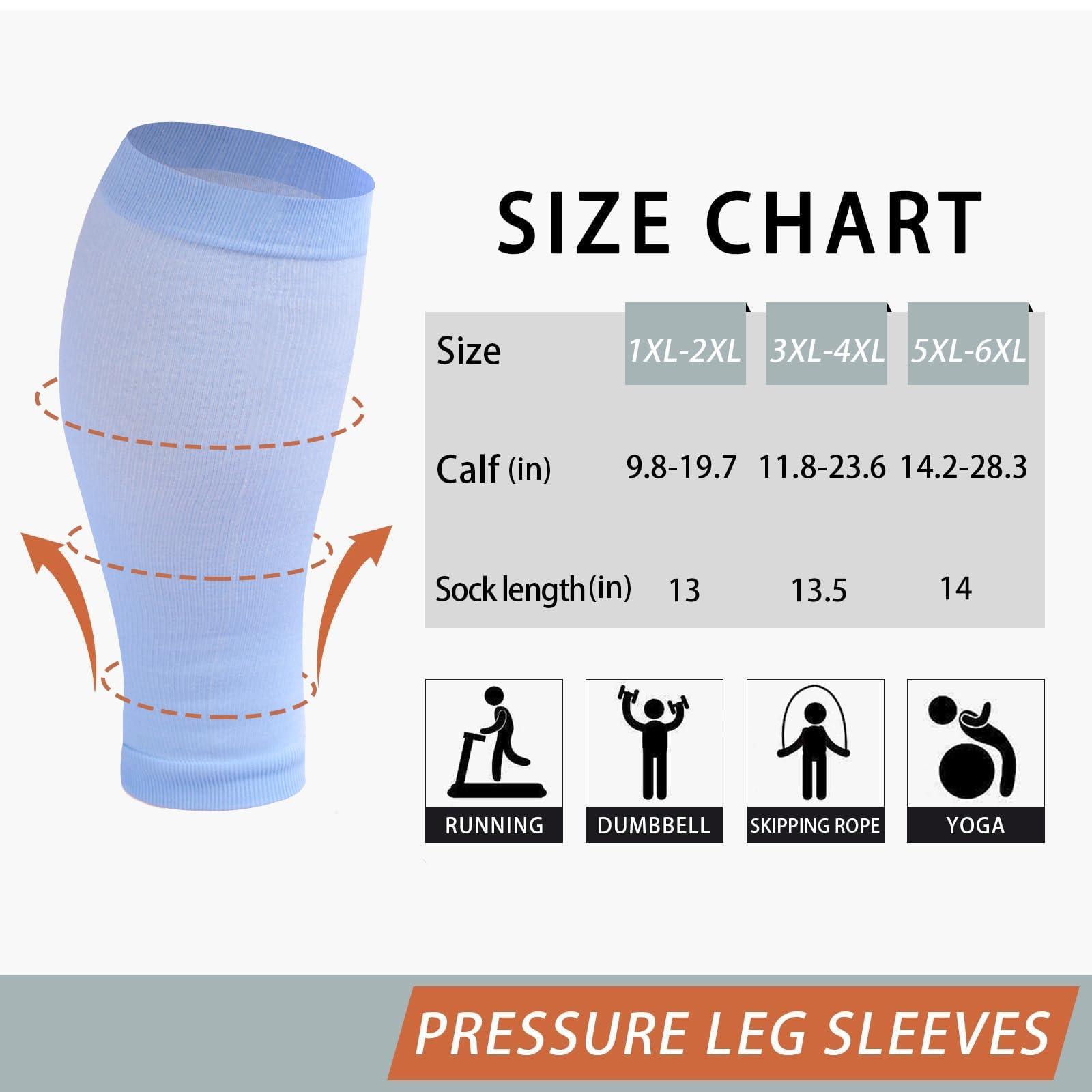 Plus Size Compression Leg Sleeves - Baby Blue-Moon Wood