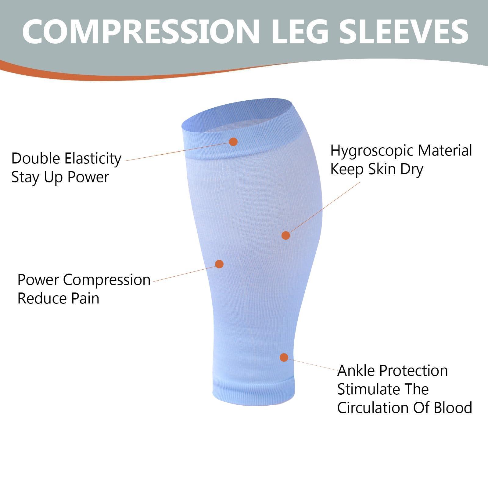 Plus Size Compression Leg Sleeves - Baby Blue-Moon Wood