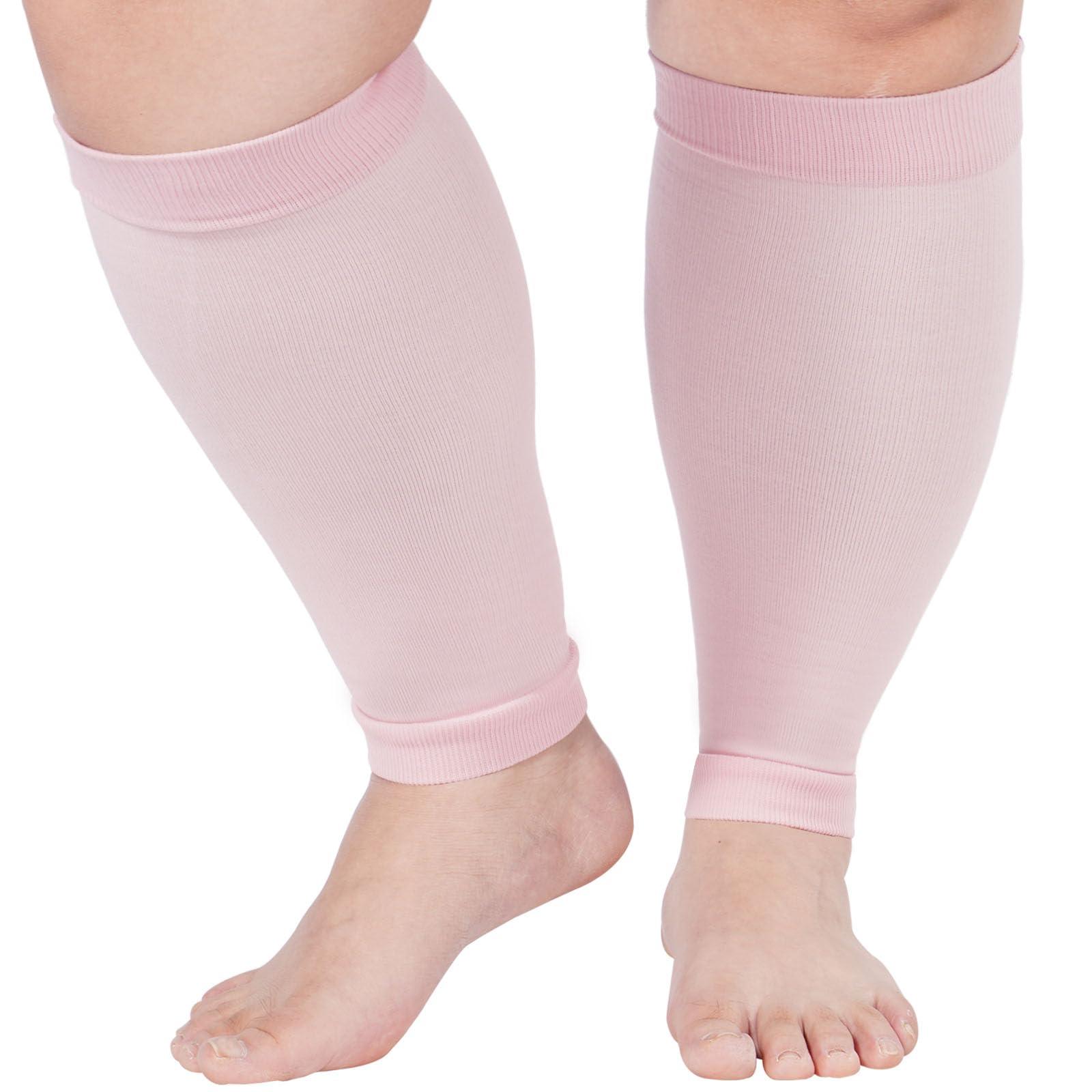 Plus Size Compression Leg Sleeves - Baby Pink-Moon Wood