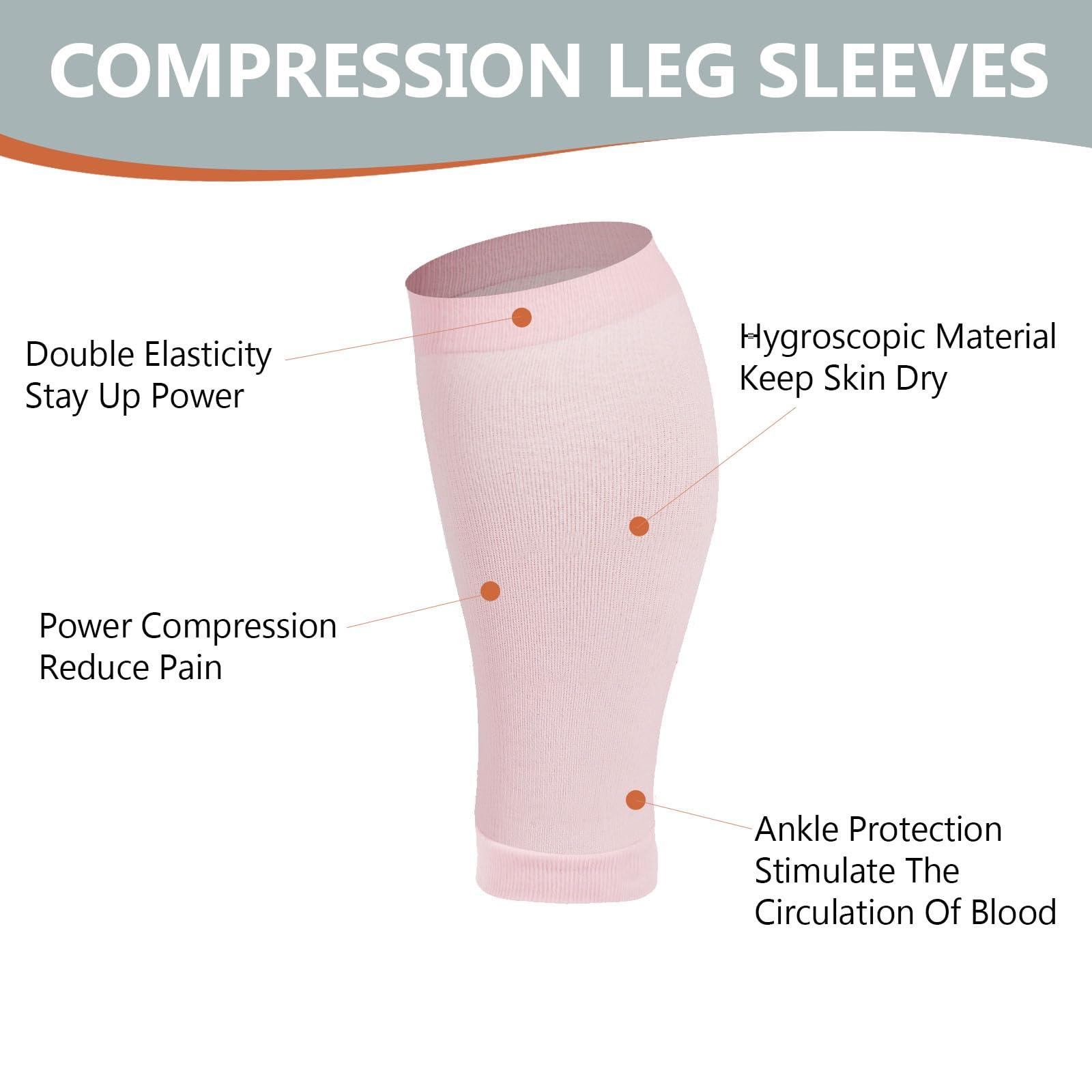 Plus Size Compression Leg Sleeves - Baby Pink-Moon Wood