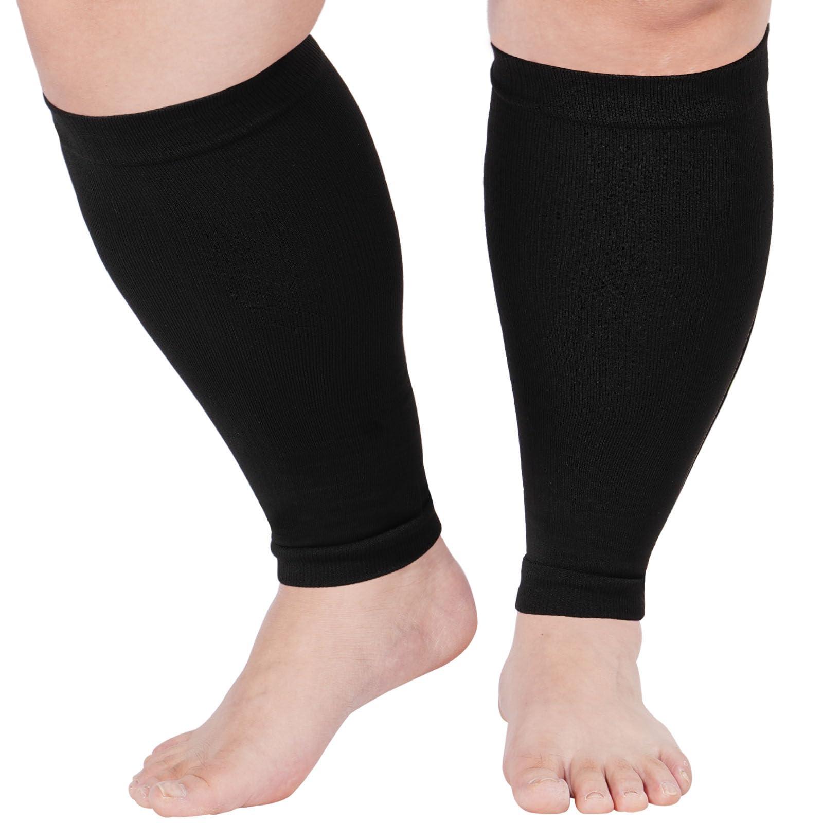 Plus Size Compression Leg Sleeves - Black-Moon Wood