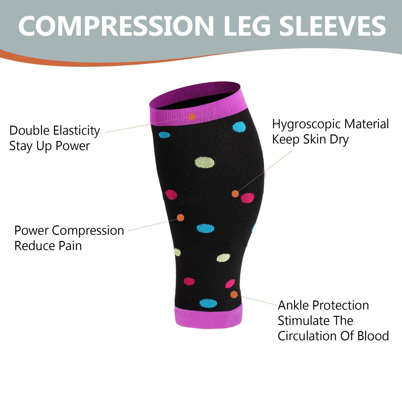 Plus Size Compression Leg Sleeves - Purple Dot-Moon Wood