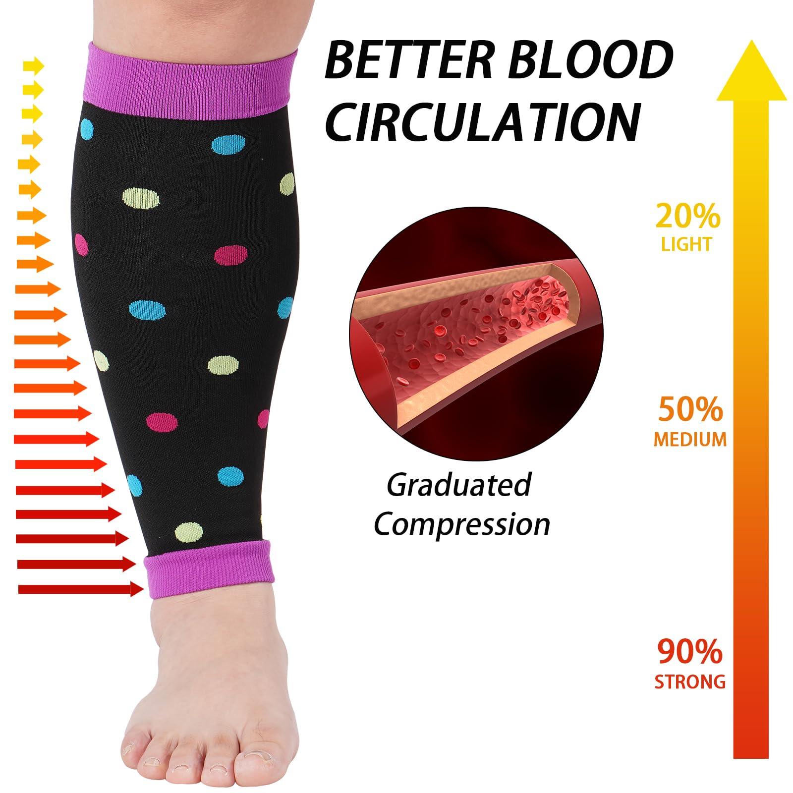 Plus Size Compression Leg Sleeves - Purple Dot-Moon Wood