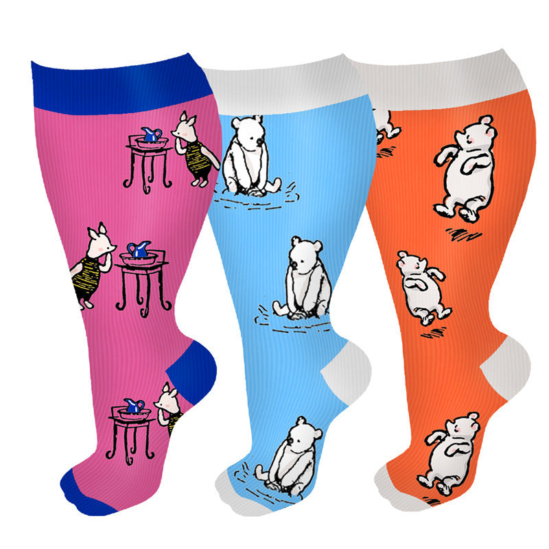 Plus Size Compression Socks Bear(3 Pairs)-Moon Wood