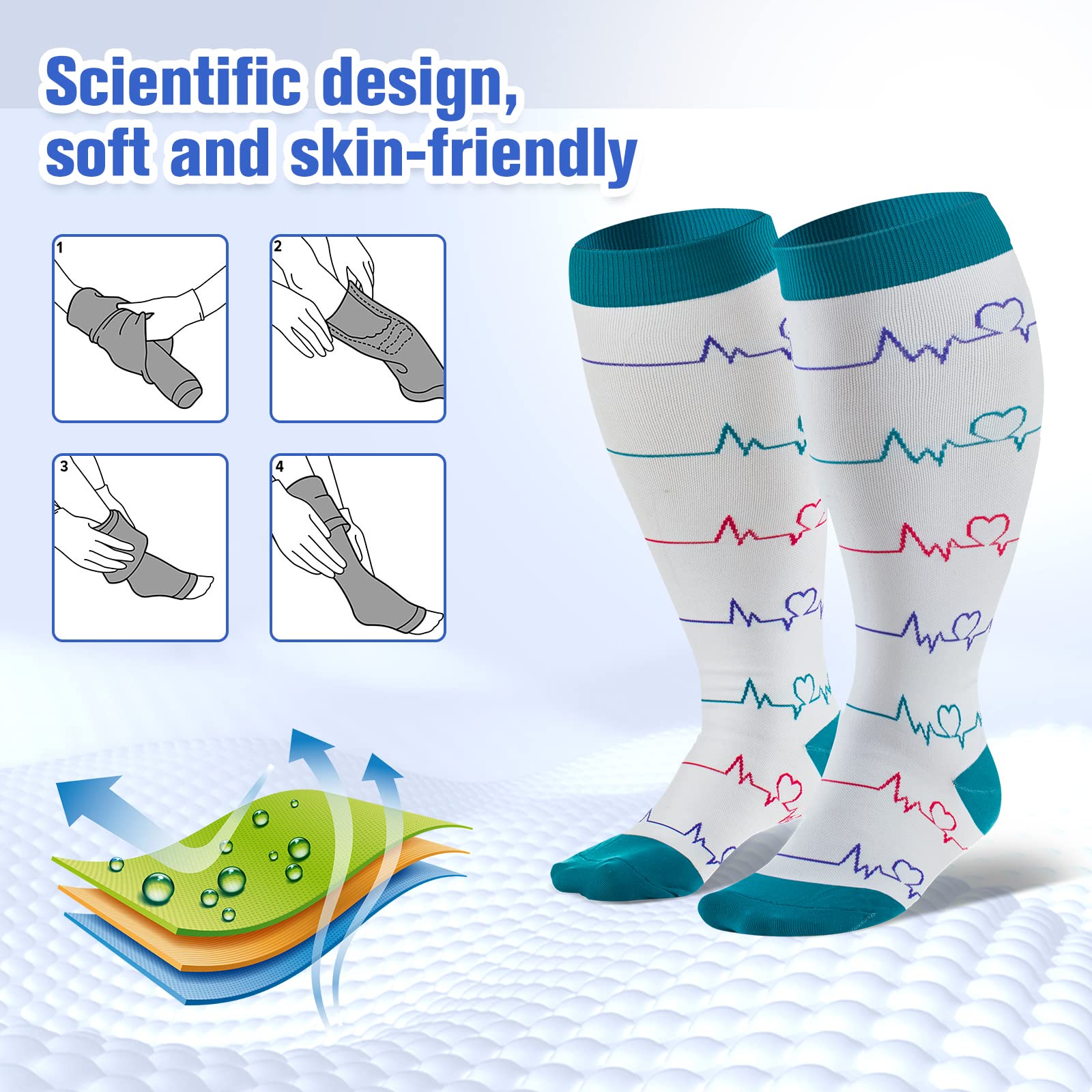 Plus Size Compression Socks Electrocardiogram | Moon Wood