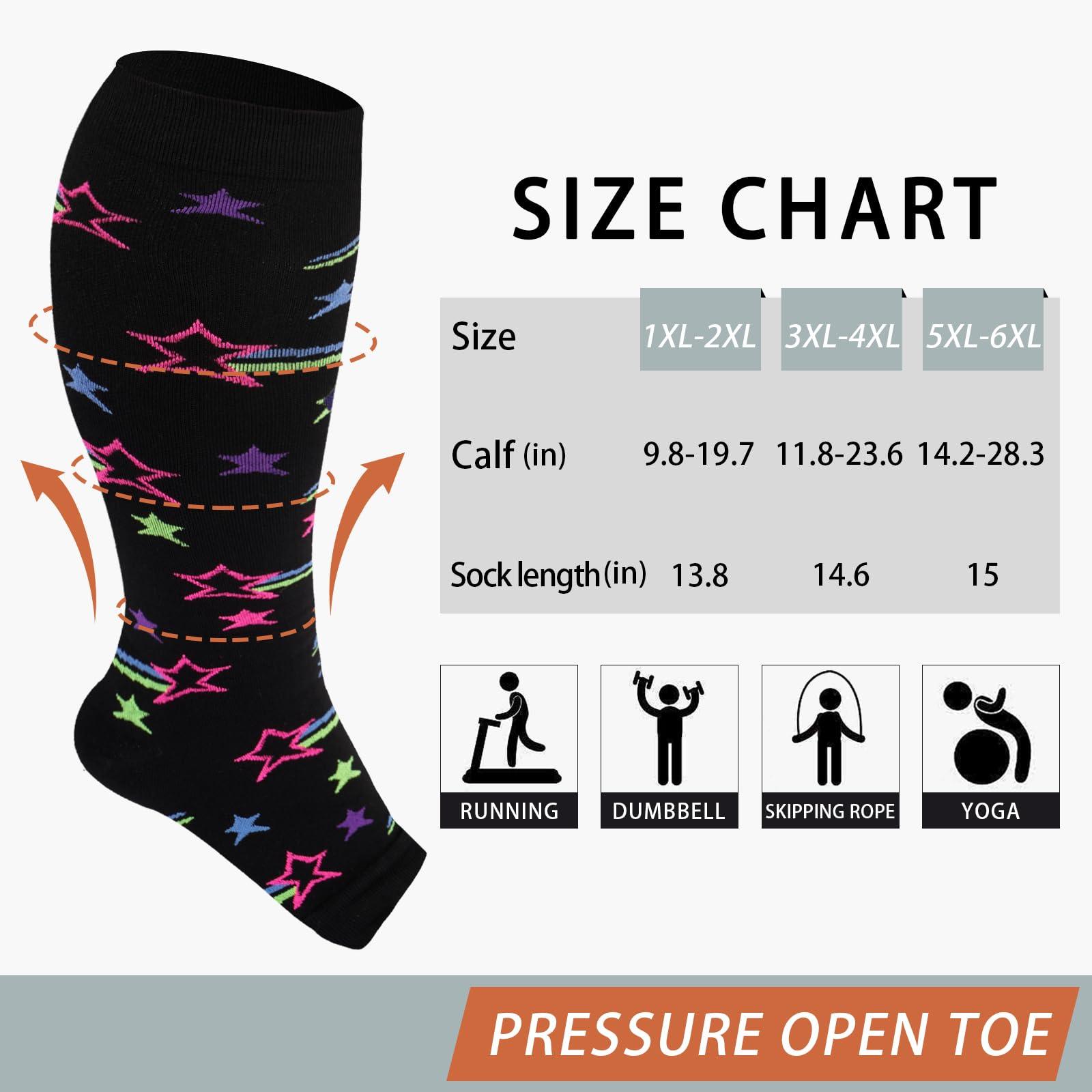 Plus Size Compression Socks Open Toe for Women& Men-Meteor-Moon Wood