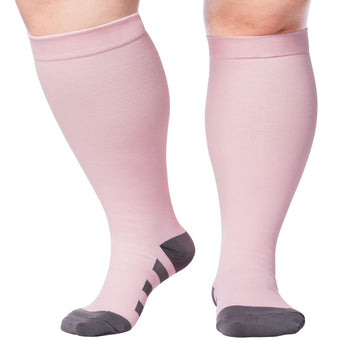 Plus Size Compression Socks for Wide Calf-Baby Pink