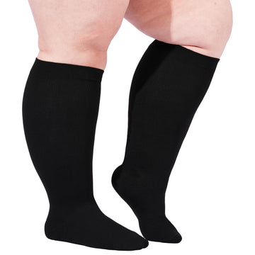 Chaussettes de compression grande taille pour mollet large - Noir