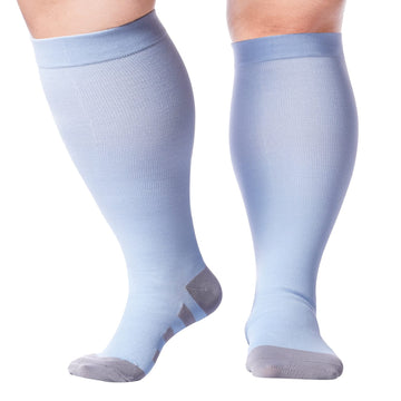 Plus Size Compression Socks for Wide Calf-Blue