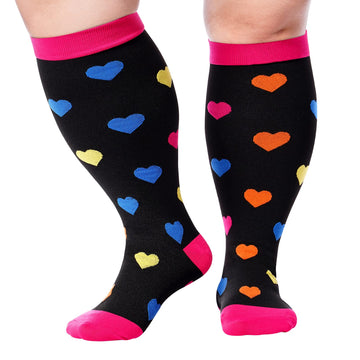 Plus Size Compression Socks for Wide Calf-Colorful Love