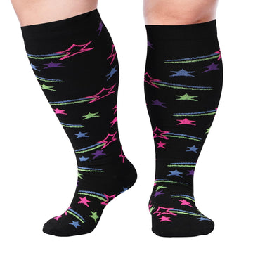 Chaussettes de compression grande taille pour mollet large - Noir