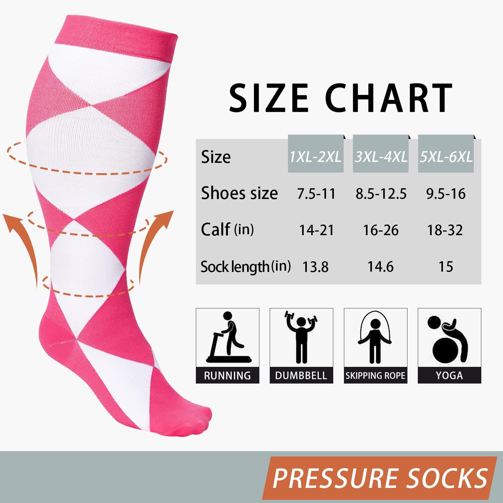 Plus Size Compression Socks for Wide Calf-Pink Lattice-Moon Wood