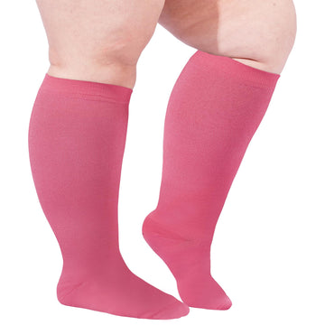 Plus Size Compression Socks for Wide Calf-Pink
