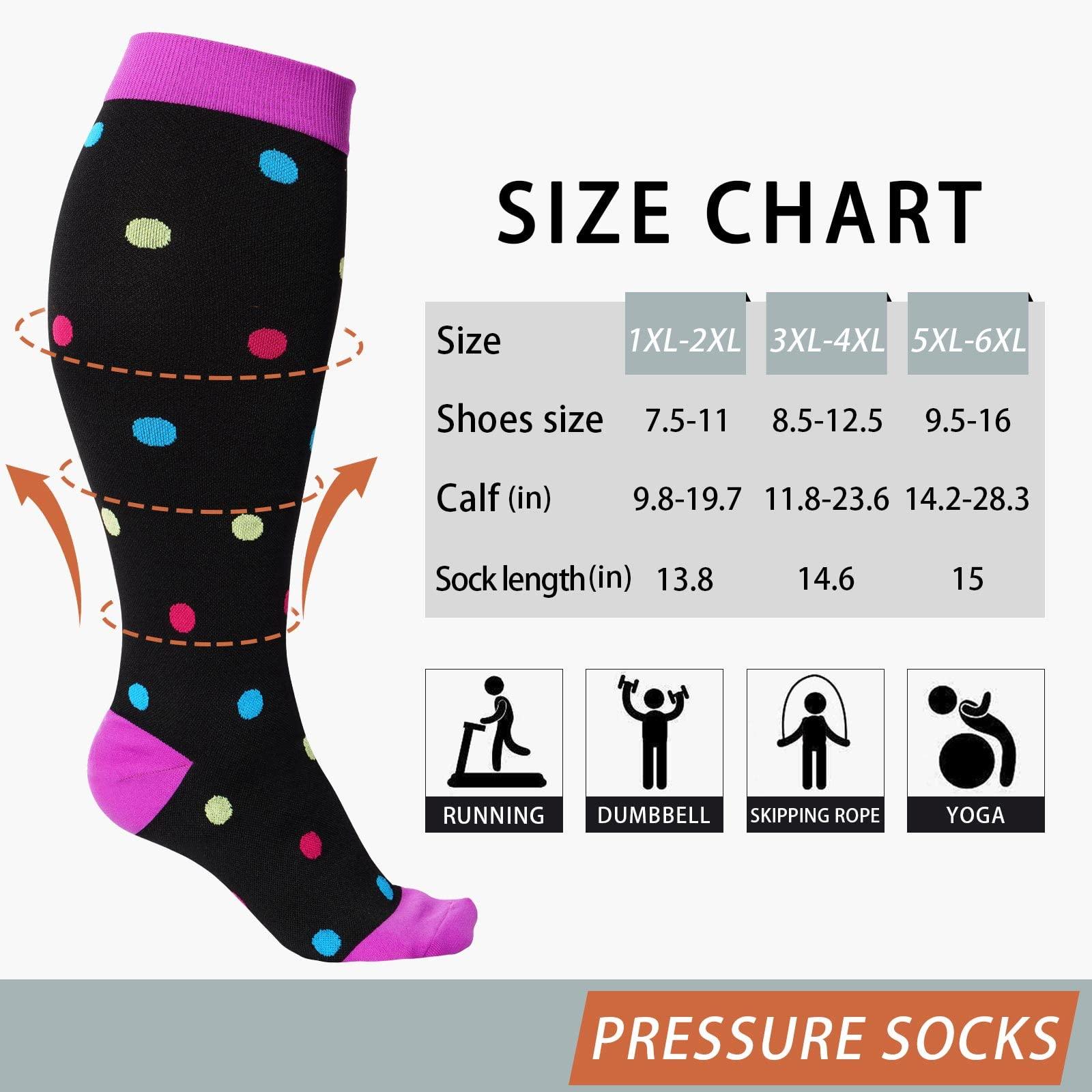 Plus Size Compression Socks for Wide Calf-Purple Black Dot-Moon Wood