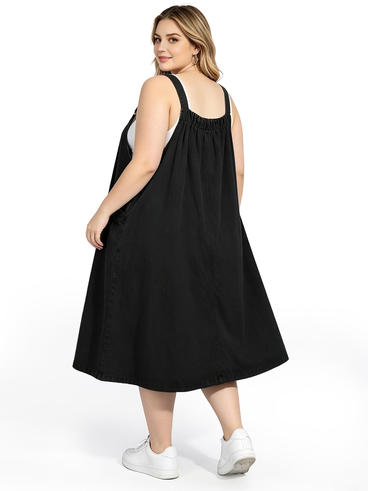 maxi black denim dress TACSTRUN Women's Black Maxi Denim Dress, S, M, L, XL, XXL, Sleeveless, Spaghetti Straps, High Waist, Casual, Adult, Girls, Office, Daily, Vacation, Club, Solid, Summer at Amazon Women's Clothing store