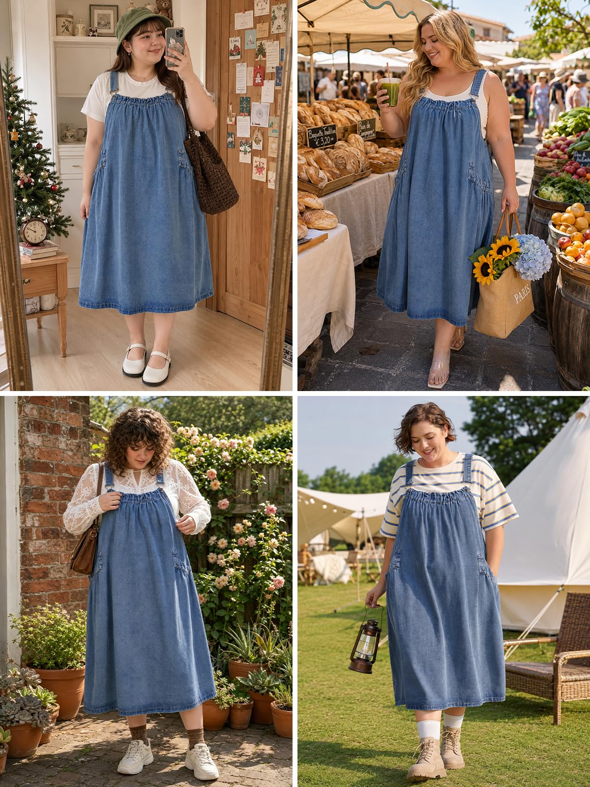 plus size denim overalls dress Women's Plus Size Jeans Dress Adjustable Strap Back Suspender Raw Hem Curvy Denim Overall