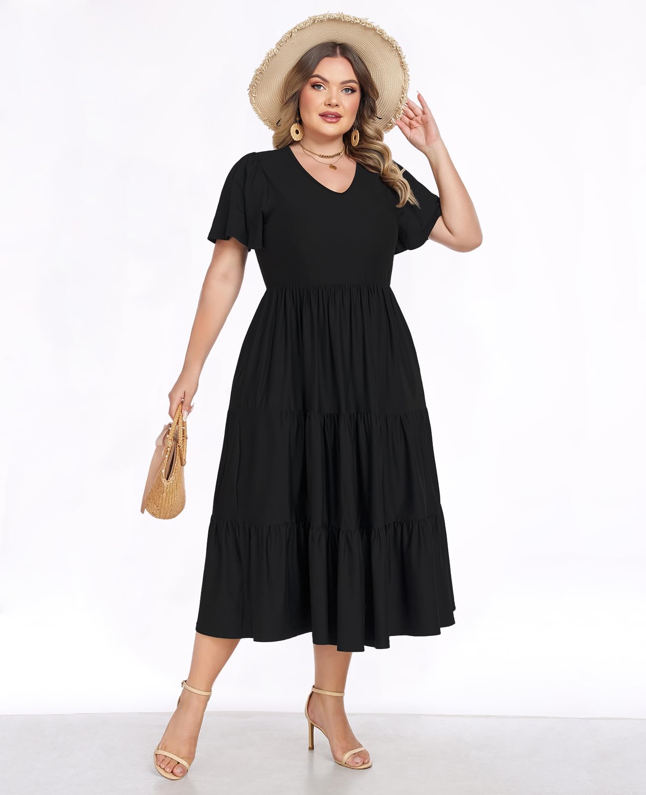 Plus Size Dress V-Neck Short Sleeve Plus Size Dress V-Neck Short Sleeve