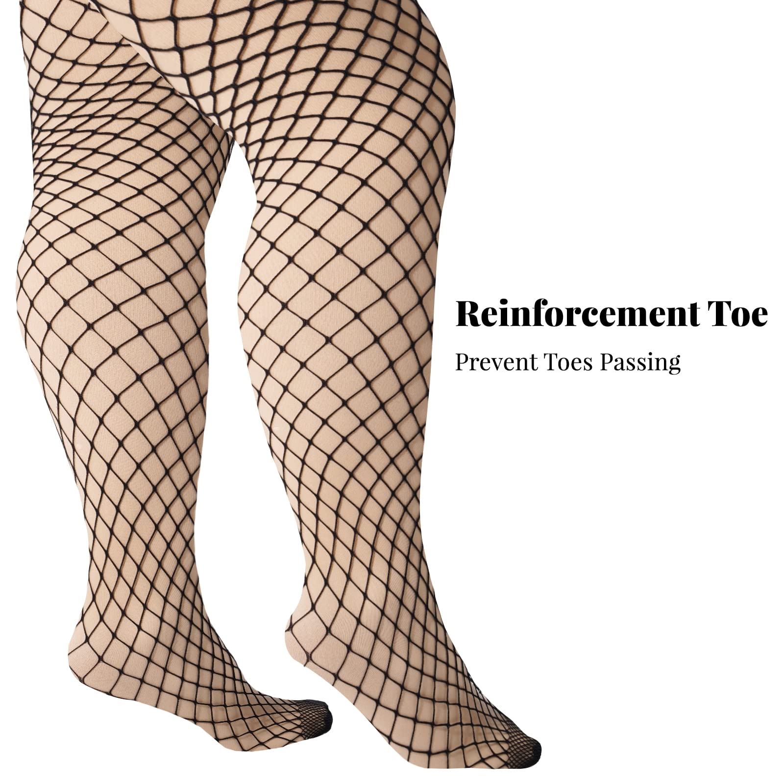 Plus Size Fishnet Stockings Sheer Silicone Lace - Black Small Mesh