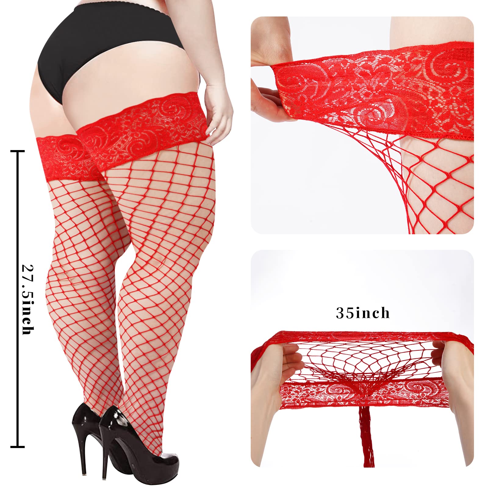  Moon Wood Plus Size Fishnet Stockings for Women