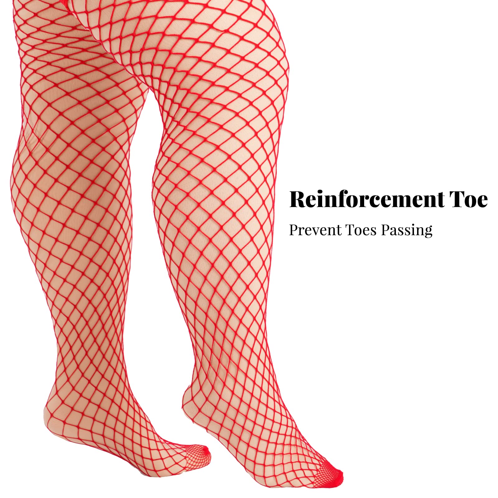 Plus Size Fishnet Stockings Sheer Silicone Lace - Red Medium Mesh - Moon Wood