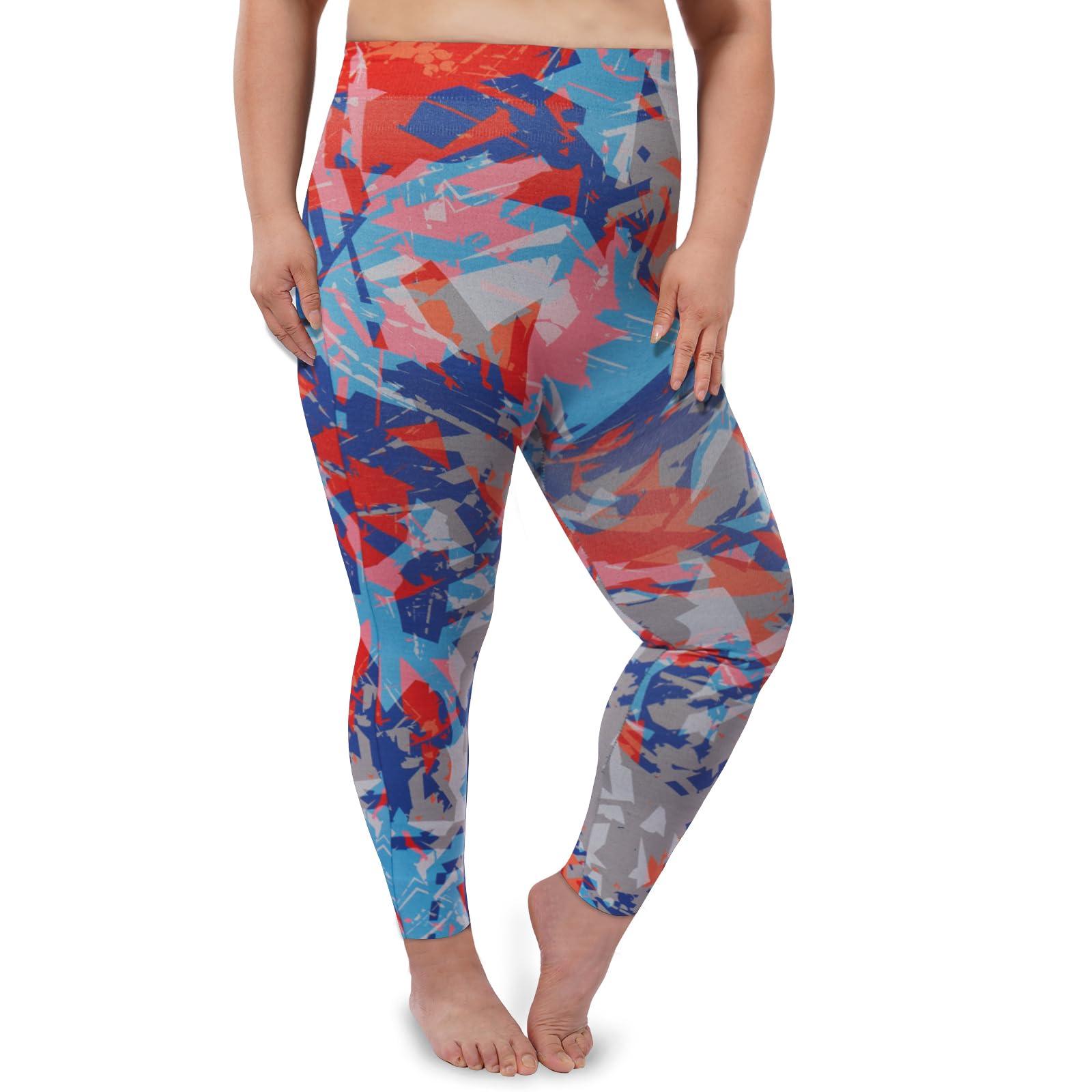 Plus Size Fleece Lined Leggings Printed 6 Pack-Moon Wood