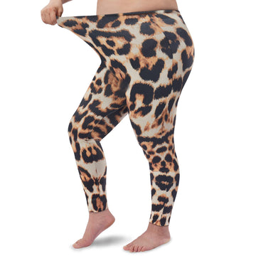 Plus Size Fleece Lined Leggings Printed 6 Pack