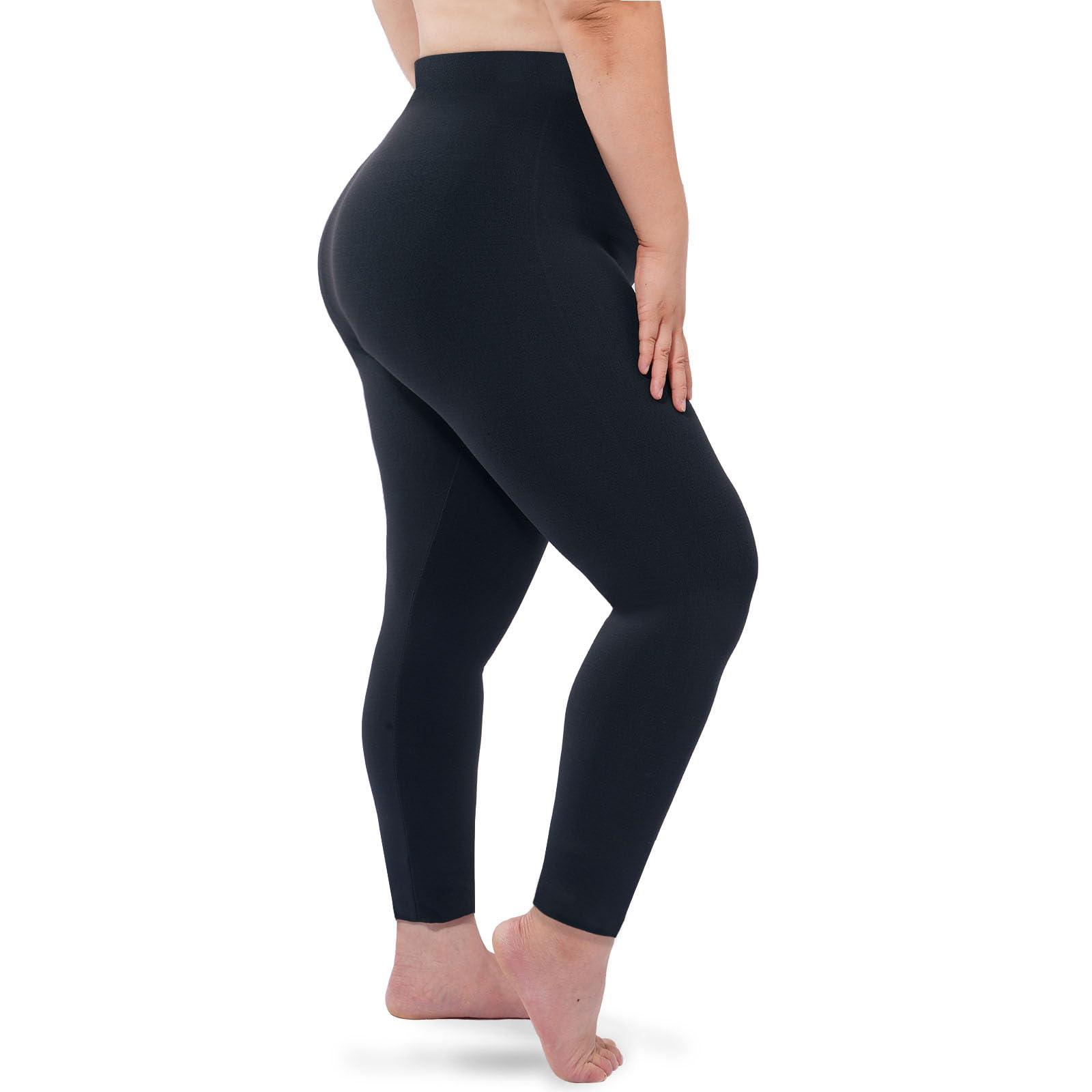 Plus Size Fleece Lined Leggings Solid 7 Pack-Moon Wood