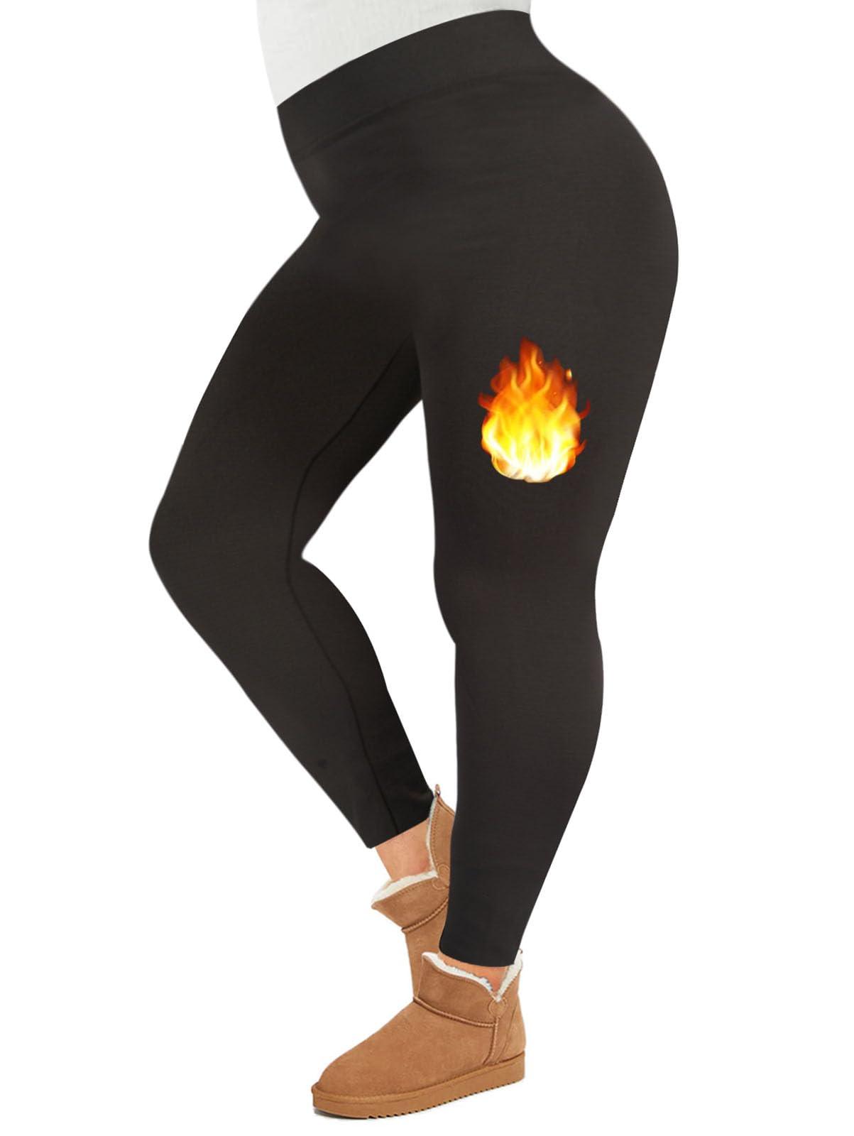 Plus Size Fleece Lined Leggings Women - Coffee-Moon Wood