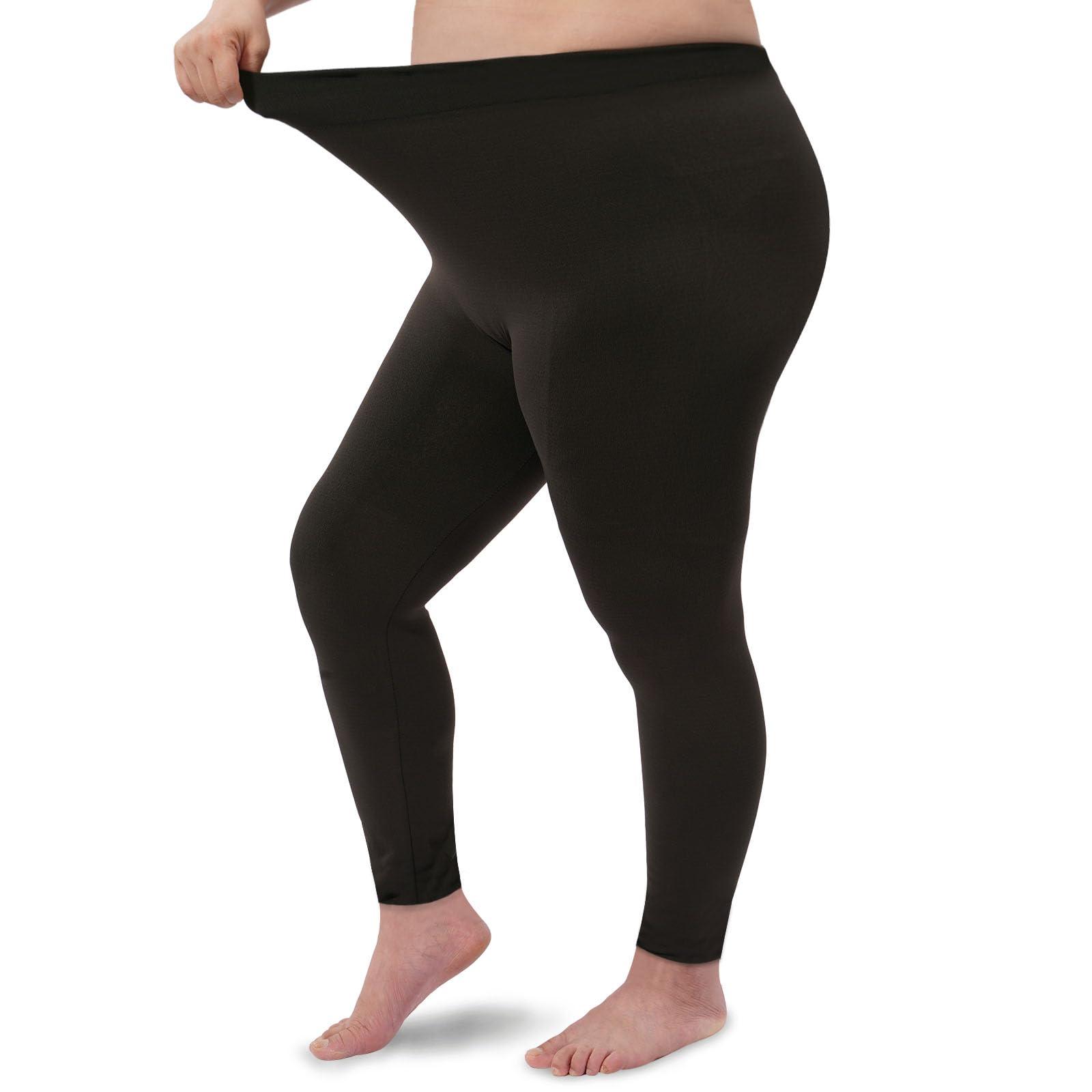 Plus Size Fleece Lined Leggings Women - Coffee-Moon Wood