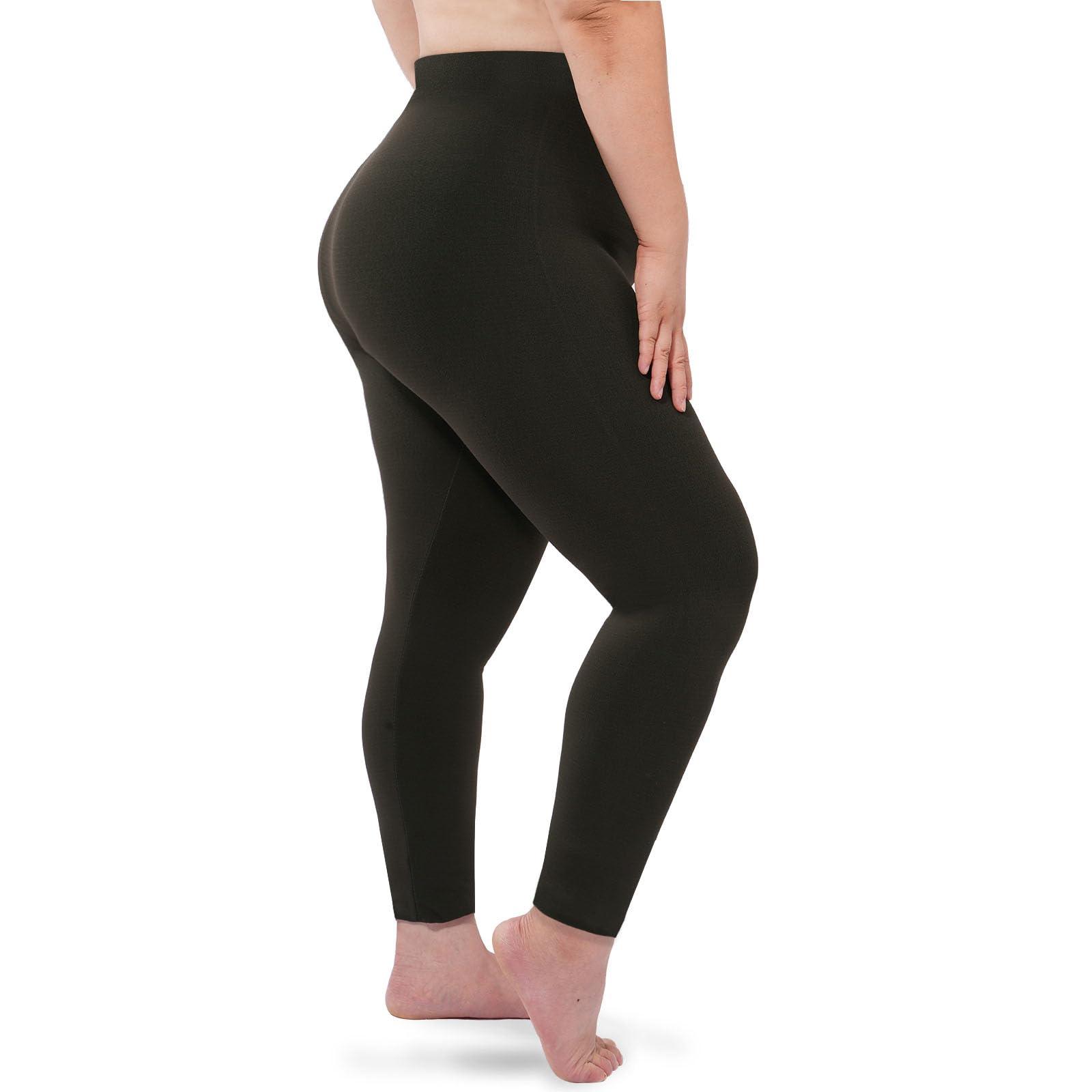 Plus Size Fleece Lined Leggings Women - Coffee-Moon Wood