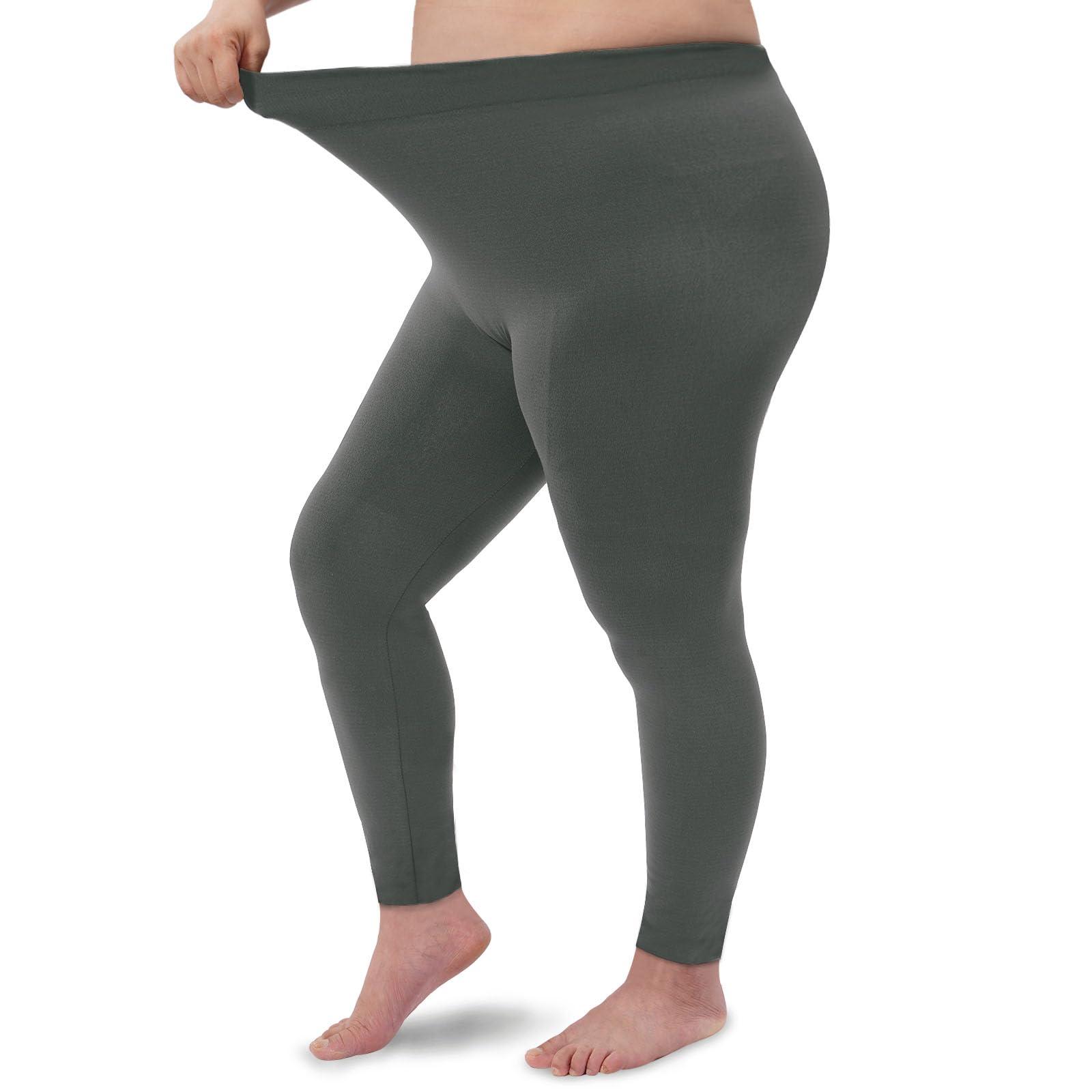 Plus Size Fleece Lined Leggings Women - Dark Grey-Moon Wood