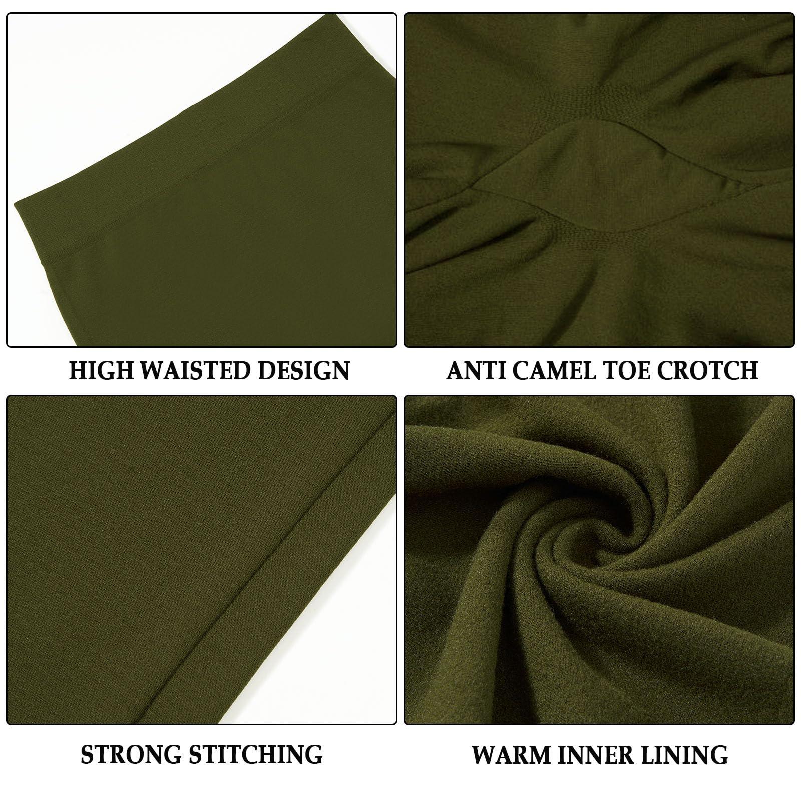 Plus Size Fleece Lined Leggings Women - Military Green-Moon Wood