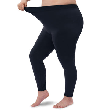 Plus Size Fleece Lined Leggings Women - Navy Blue