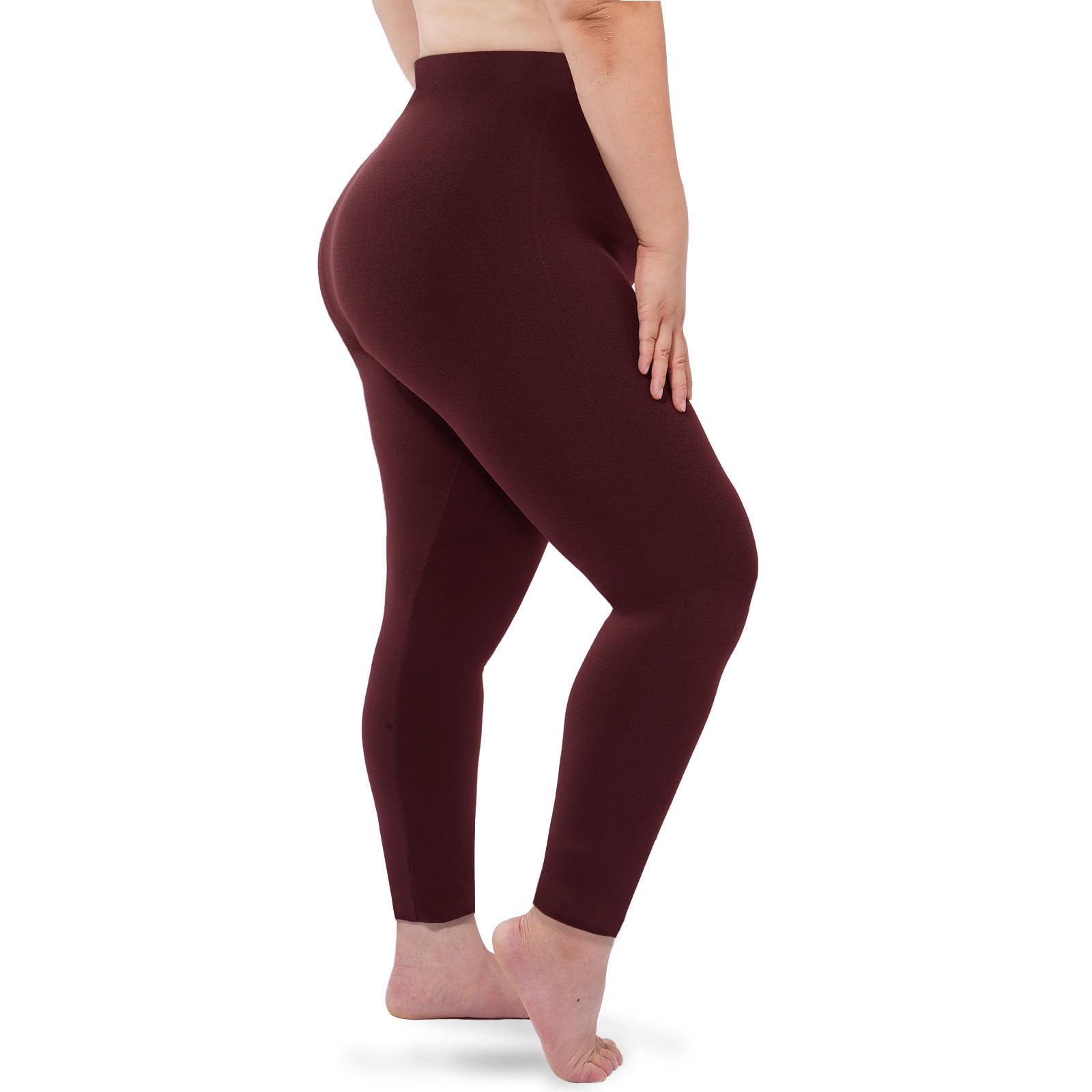 Plus Size Fleece Lined Leggings Women - Purplish Red-Moon Wood