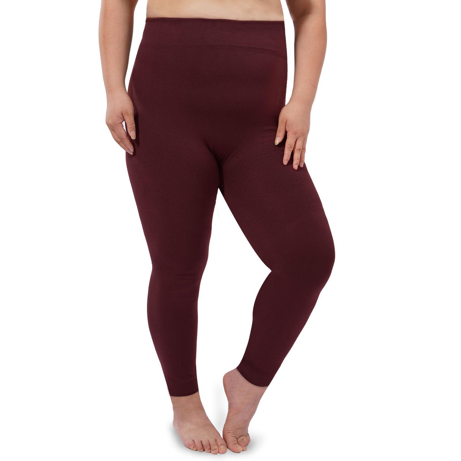 Plus Size Fleece Lined Leggings Women - Purplish Red-Moon Wood