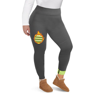 Plus Size Fleece Lined Leggings Women with Pockets Grey