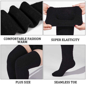 Plus Size Fuzzy Thigh High Socks