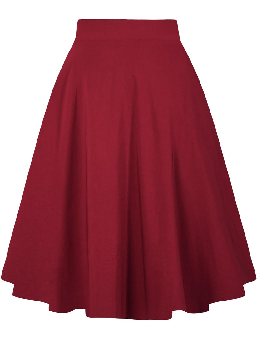 19Momme Silk High-Waist A-Line Midi Skirt with Pockets
