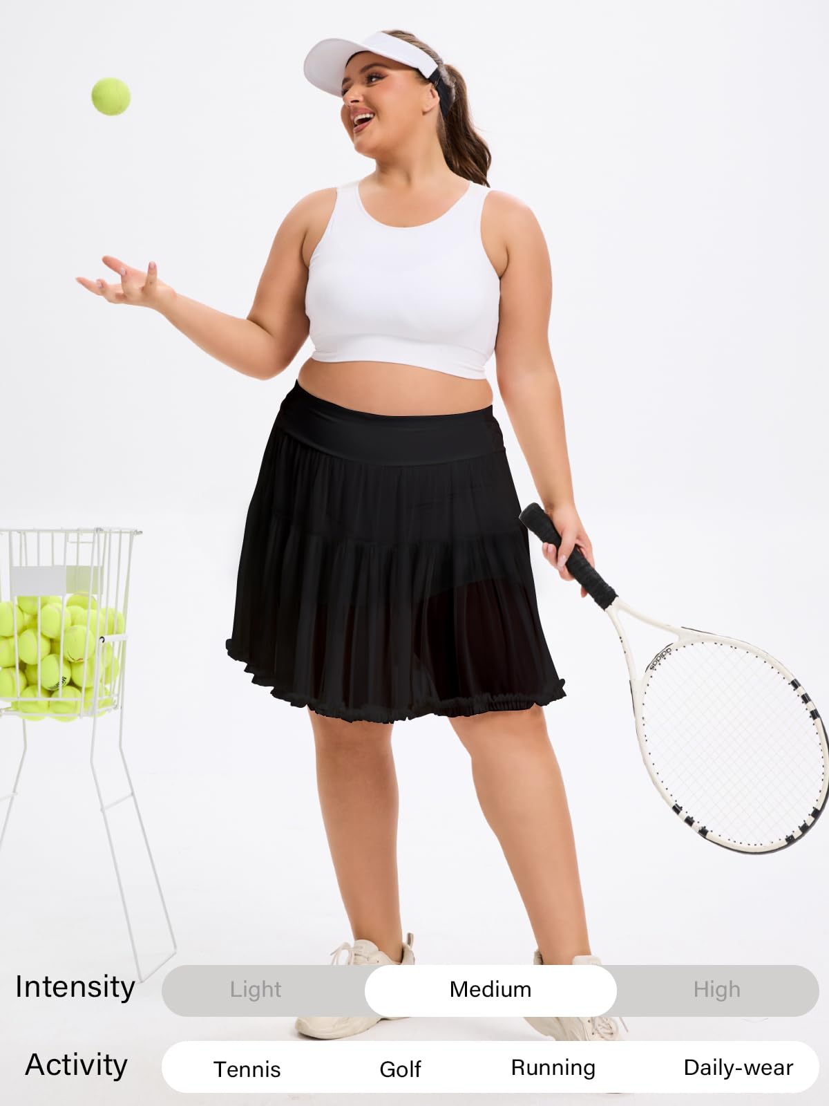 Plus Size High Waisted Ruffle Tennis Skirt