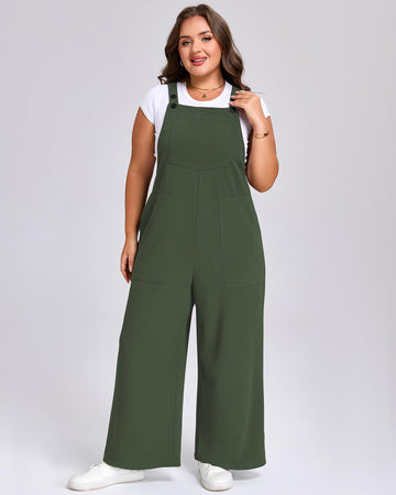 Plus Size Jumpsuits Adjustable Loose fit - Army Green