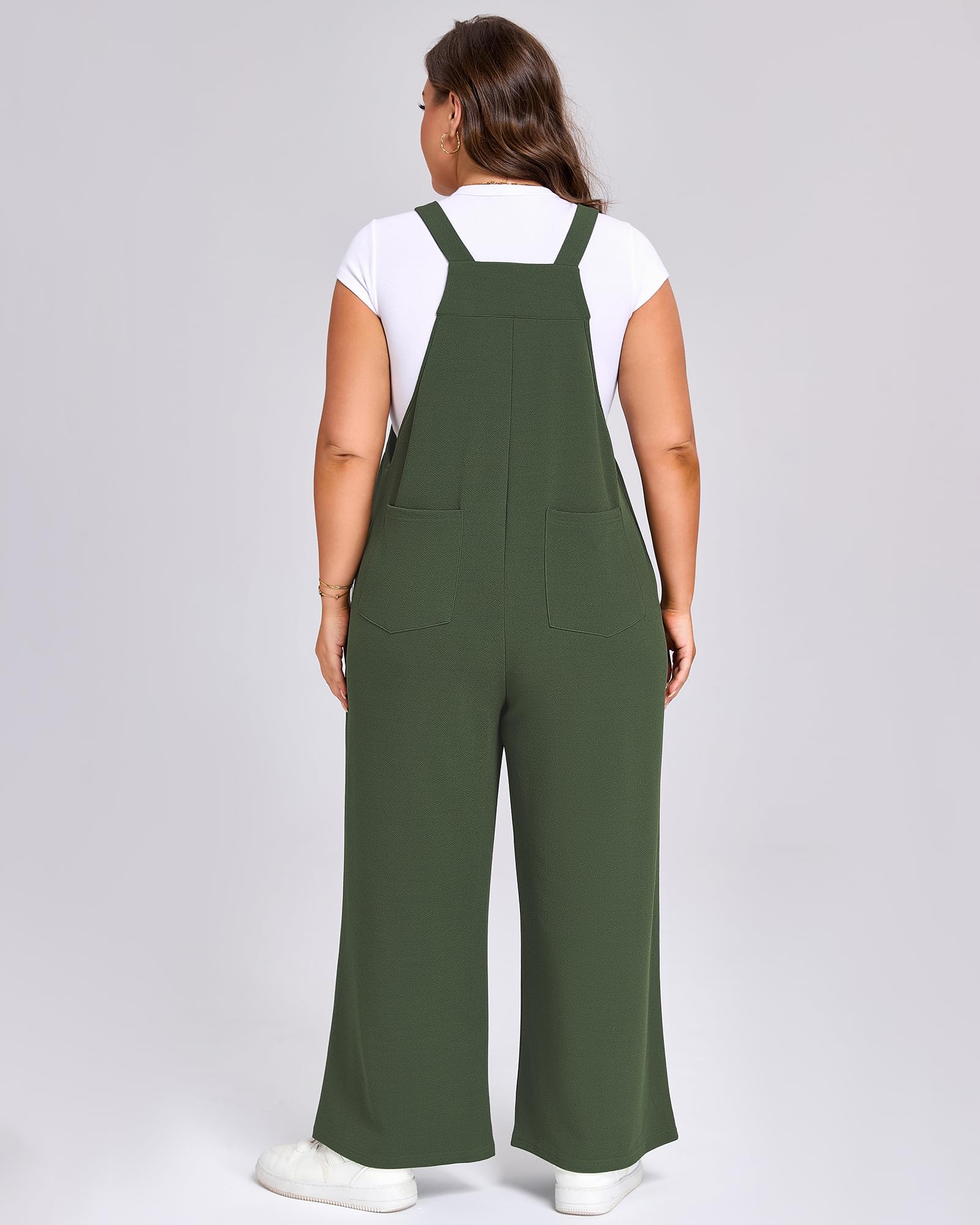Plus Size Jumpsuits Adjustable Loose fit - Army Green-Moon Wood