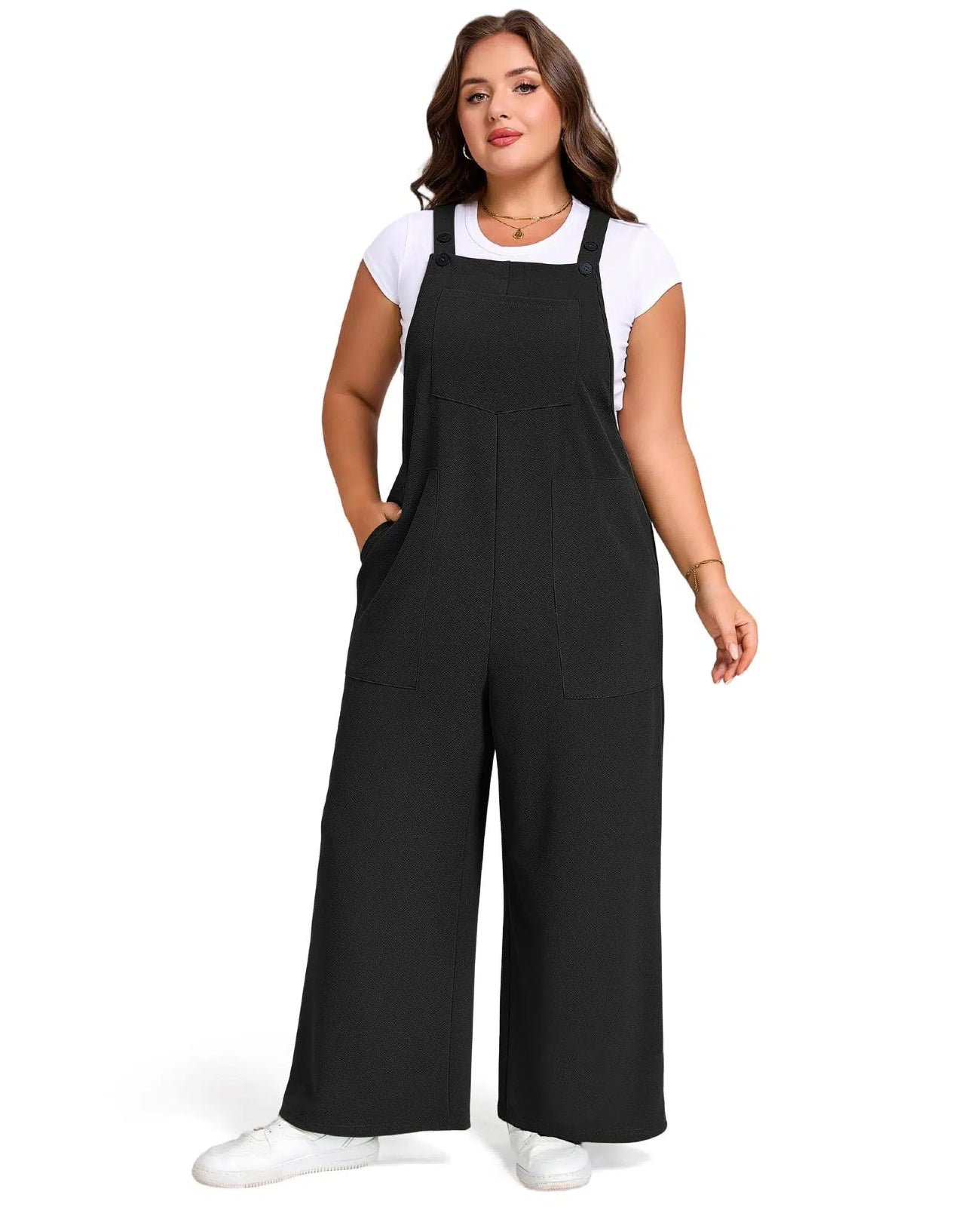 Plus Size Jumpsuits Adjustable Loose fit - Black-Moon Wood