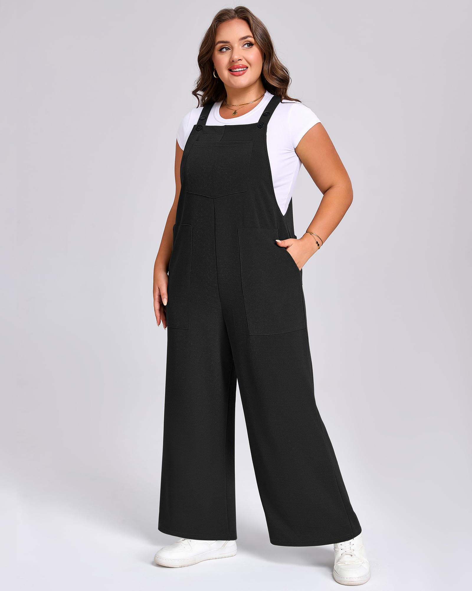 Plus Size Jumpsuits Adjustable Loose fit - Black-Moon Wood